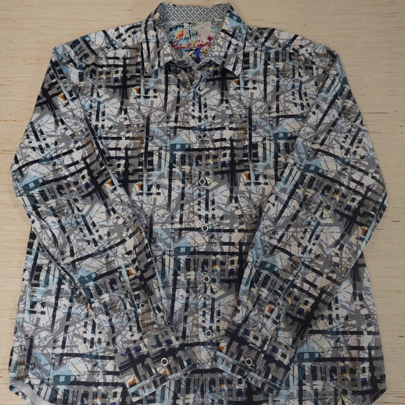 Robert Graham Classic Fit Men’s Shirt L – Abstract Geometric Print, Long Sleeve - Picture 1 of 7